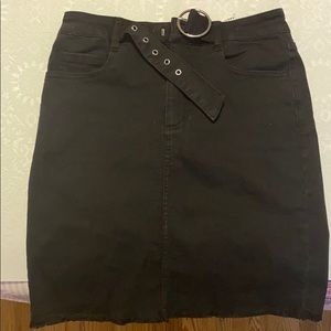 Black Denim Skirt w/ Attached belt